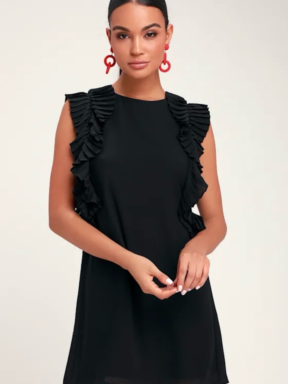 Lulu's Black Ruffle Sleeve Shift Dress